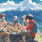 Eating food at the top of the mountain